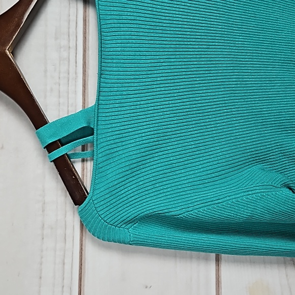 NWT La Rambla Teal Strap Cut Out Ribbed Sweater - Size Large - Picture 12 of 12